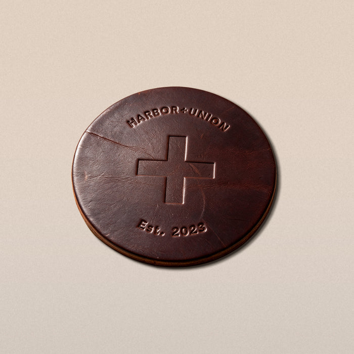 H+U Leather Coaster (set of 4)